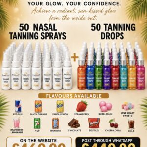 50 x TANNING DROPS AND 50 NASAL TANNING SPRAYS 10MG